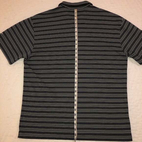 NIKE GOLF Fit Dry Performance Mens XL Black/White Striped S/S Polo Shirt EUC - Picture 8 of 8